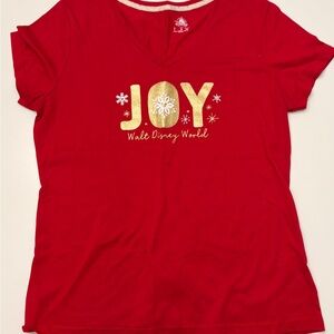 Walt Disney World JOY Holiday Christmas Short Sleeve Shirt Large EUC